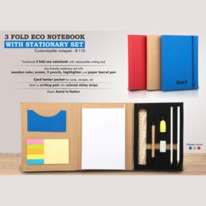 3 Fold Eco Notebook With Stationary Set