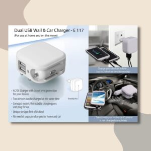 Dual USB Wall & Car Charger E117