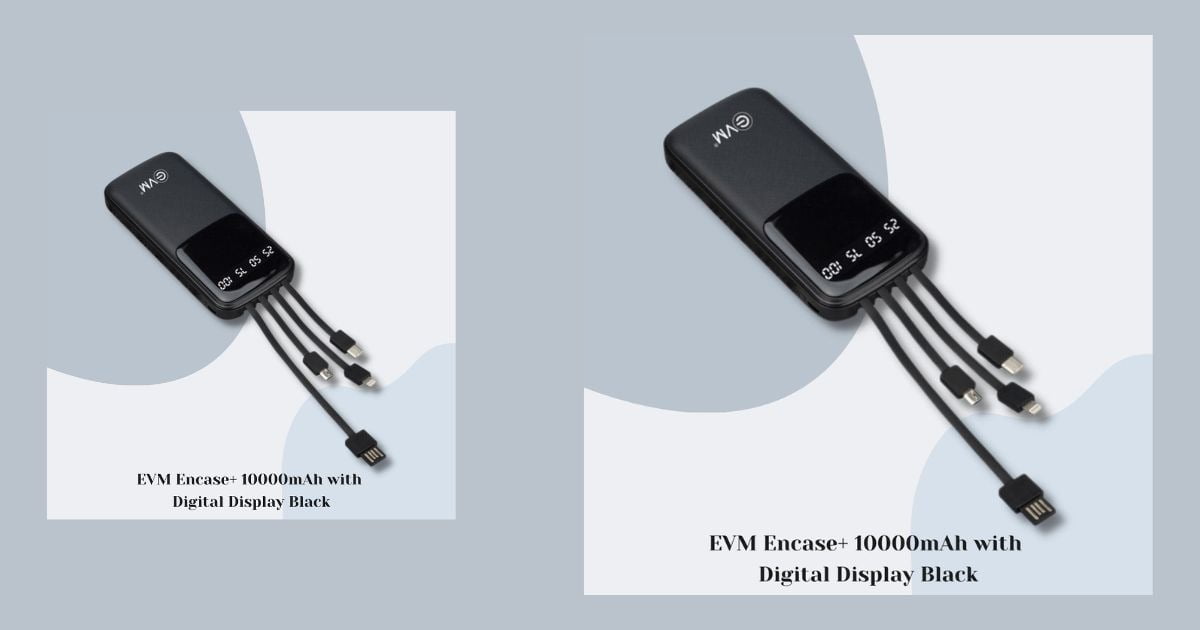 Evm Encase+ 10000mAh Power Bank with Digital Display Black