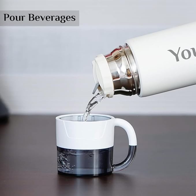 Giftana Personalized Water Bottle with Leakproof Drinking Cup White 01