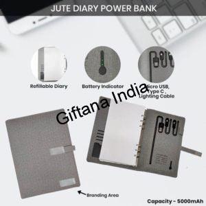 Jute Diary Power Bank 5000mAh with 16 GB USB Pendrive 2 Jute Diary Power Bank 5000mAh