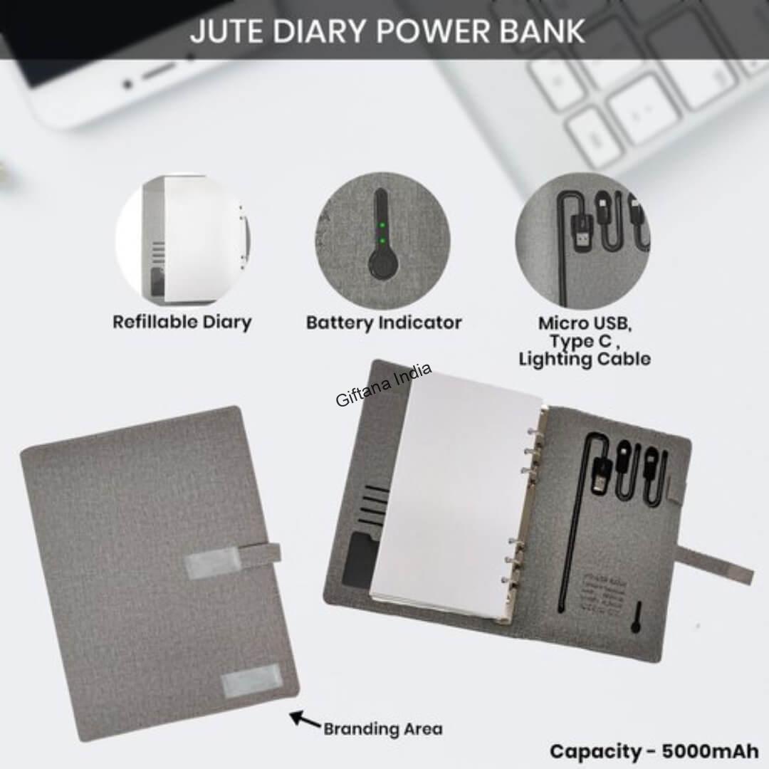 Jute Diary Power Bank 5000mAH 03 Jute Diary Power Bank 5000mAh