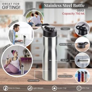 Stainless Steel Sipper Water Bottle 800ml GS113