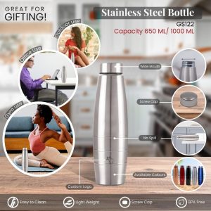 Stainless Steel Water Bottle 650ml/1000ml GS122