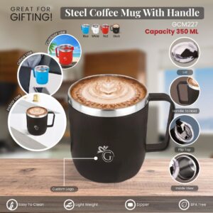 Steel Coffee Mug with handle 350ml GCM227