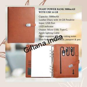 Wireless Diary Power Bank 5000mAh with 16gb USB