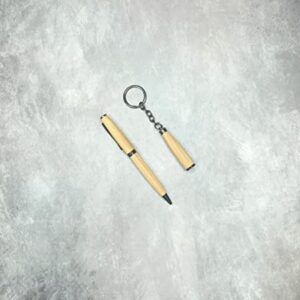 2 in 1 Gift Set - Bottle Shape Keychain with Roller Ball Pen (Beige)