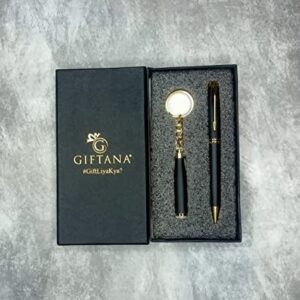 2 in 1 Gift Set - Bottle Shape Keychain with Roller Ball Pen (Black)