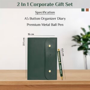 Button Diary and Pen 2 in 1 Gift Set