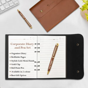 Button Diary and Pen 2 in 1 Gift Set