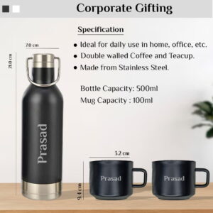 Flask with Tea Cups 3 in 1 Gift Set