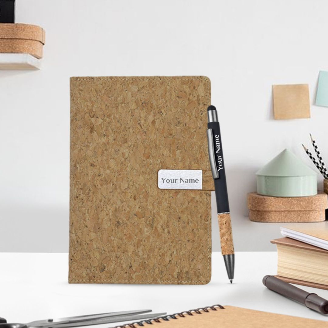 Personalized_Notebook_Diary_Pen_-_Cork Personalized Notebook Diary Pen Cork