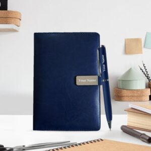 Colorful 2 in 1 Gift Set Diary and Pen 6 Personalized Notebook Diary with Pen Gift Set Blue