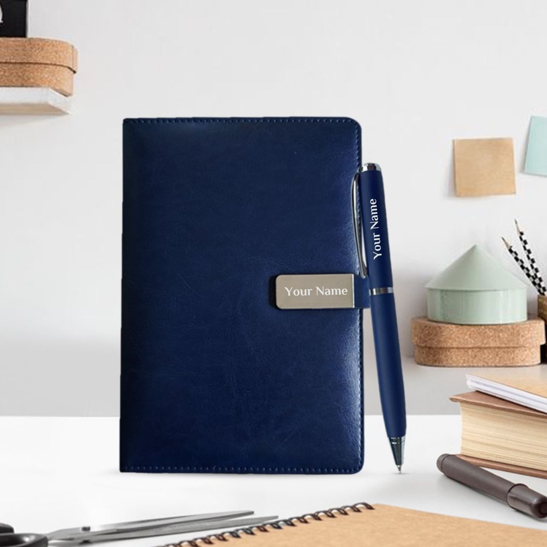 Personalized_Notebook_Diary_with_Pen_Gift_Set_-_Blue Personalized Notebook Diary with Pen Gift Set Blue