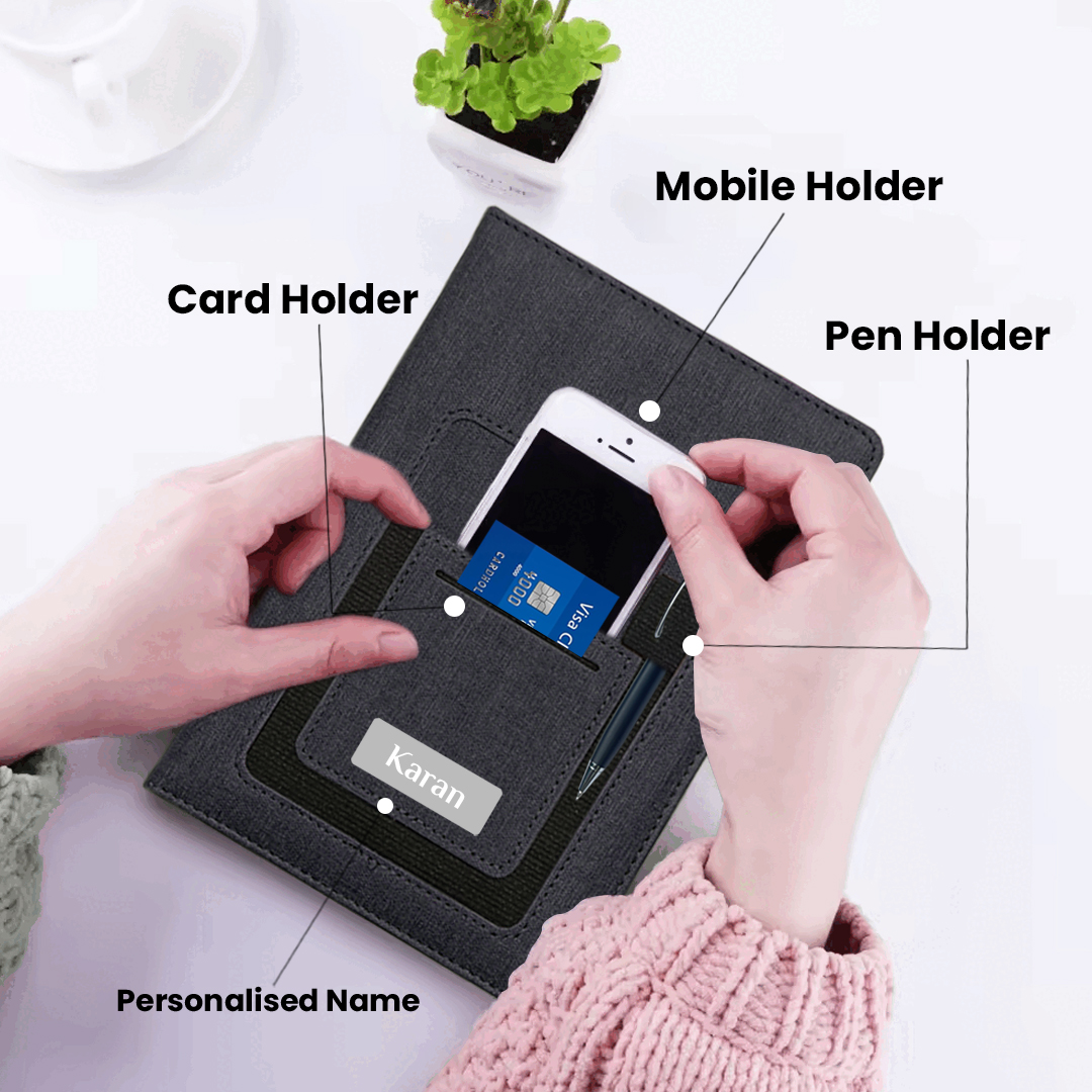 Pocket-diary (black) A5 Notebook Diary Front Pocket with Loop