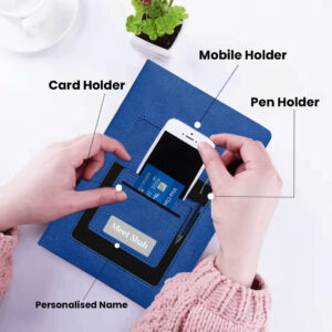 A5 Notebook Diary Front Pocket with Loop 3 Pocket diary blue