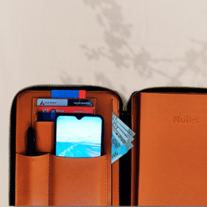 Vegan Leather Zipper Notebook Diary