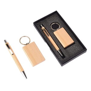 wooden pen and keychain gift set