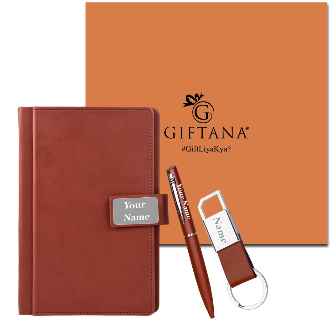 Leather Magnet Organizer Diary Pen Keychain Gift Set  GiftanaIndia