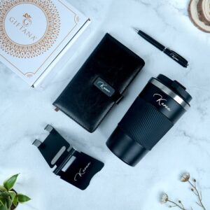 Coffee Tumbler Pen Leather Organizer Diary Mobile Stand 4 in 1 Gift Set