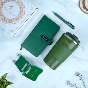 tumbler mini diary pen mobile stand set green