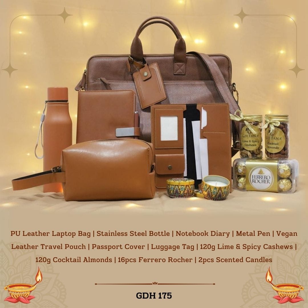 Diwali Premium PU Leather Gift Set Luxurious Hamper by Giftana