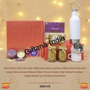 Premium Diwali Corporate Gift Set with Flask Bottle and Treats - giftanaindia