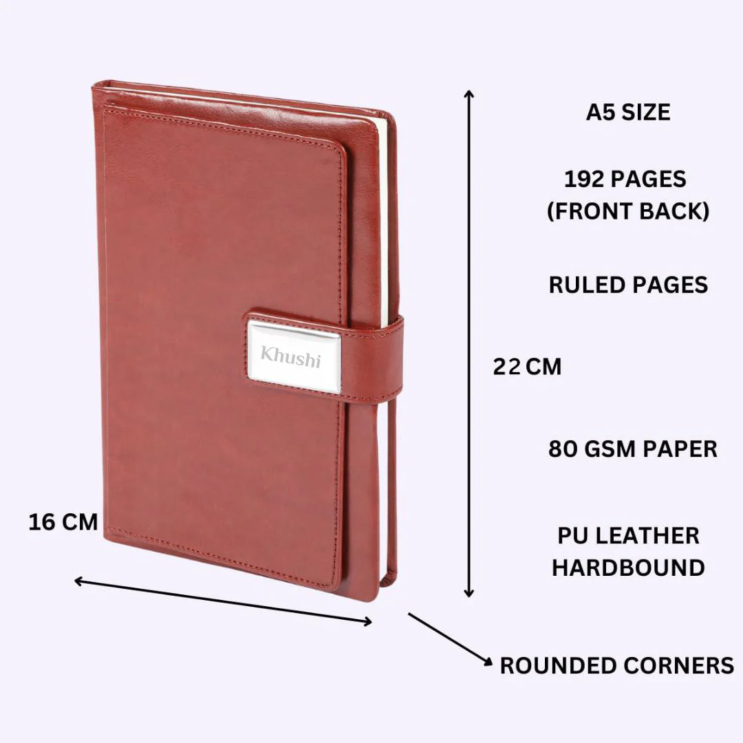 Customized Notebook Organiser Diary Keychain and Pen Combo Brown 03