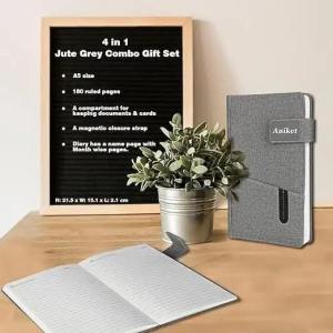 4-in-1 Business Gift Set-Custom & Classy 10 Jute Diary Personalized