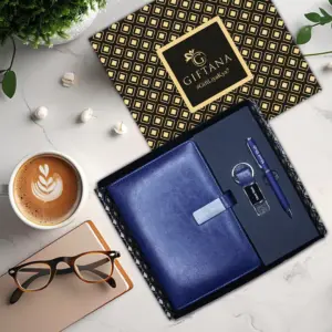 Personalized 3 in 1 Notebook Diary with Pen set and Metal Keychain - Giftana