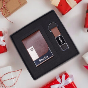 card holder keychain brown