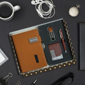 diary pen keychain card holder brown