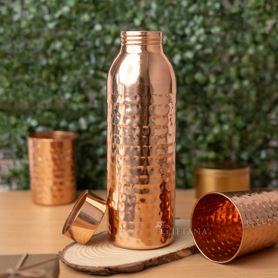 copper-bottle-set Cashews Gift Set