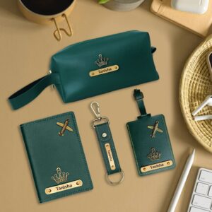 Customized Travel Corporate Gift Set Luggage Tag, Keychain, Pouch & Passport Cover