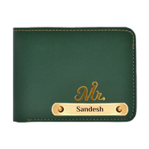 Customized Mens Vegan Leather Wallet with Mr. Charm Green 1