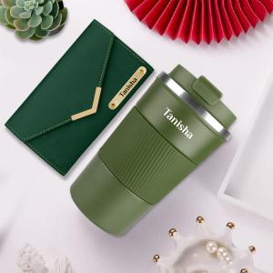 Gifts for Her Personalized 2 in 1 Womens Wallet Tumbler in Green
