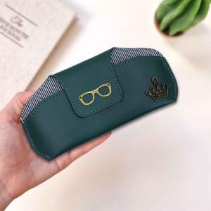 Leather Sunglasses Case with Charms Green 02