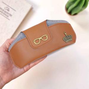 Leather Sunglasses Case with Charms Tan 1