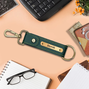 Personalized Keychain with Hook Green