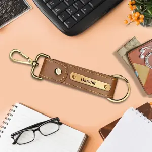 Personalized Keychain with Hook Tan 1