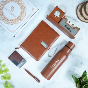 055 bottle diary pen cardholder desk clock brown
