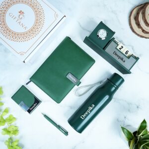 055 bottle diary pen cardholder desk clock green