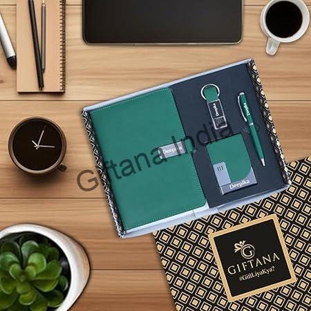 4 in 1 Personalized Diary with Pen, Card Holder & Metal Keychain Gift Set – Green 4 in 1 Personalized Diary with Pen Card Holder Metal Keychain Gift Set Green