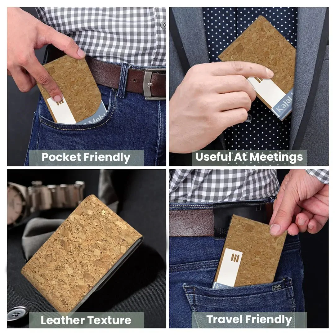 Customized Name Card Holder For Men Cork 01