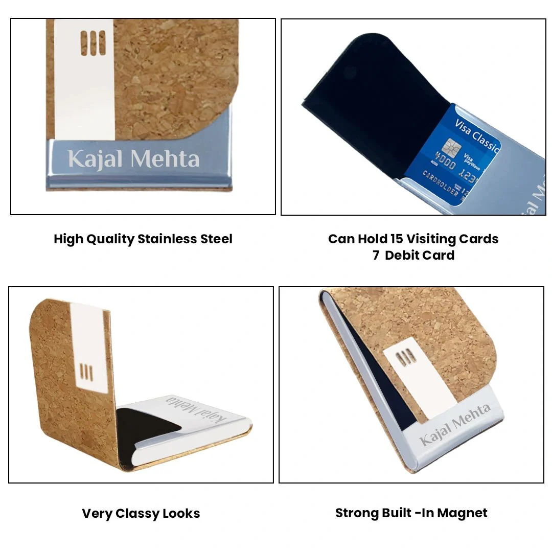 Customized Name Card Holder For Men Cork 02