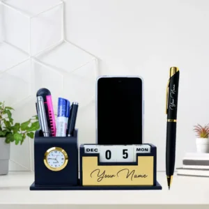 Personalized Office Clock and Pen Gift Set