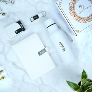 4-in-1 Business Gift Set-Custom & Classy 4 4 in 1 055 bottle diary cardholder keychain white