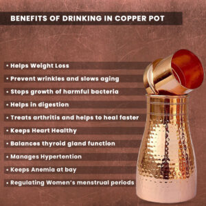Giftana Copper Water Pot 1000ml with Cup I Pure Copper and Ayurvedic Health Benefits 03