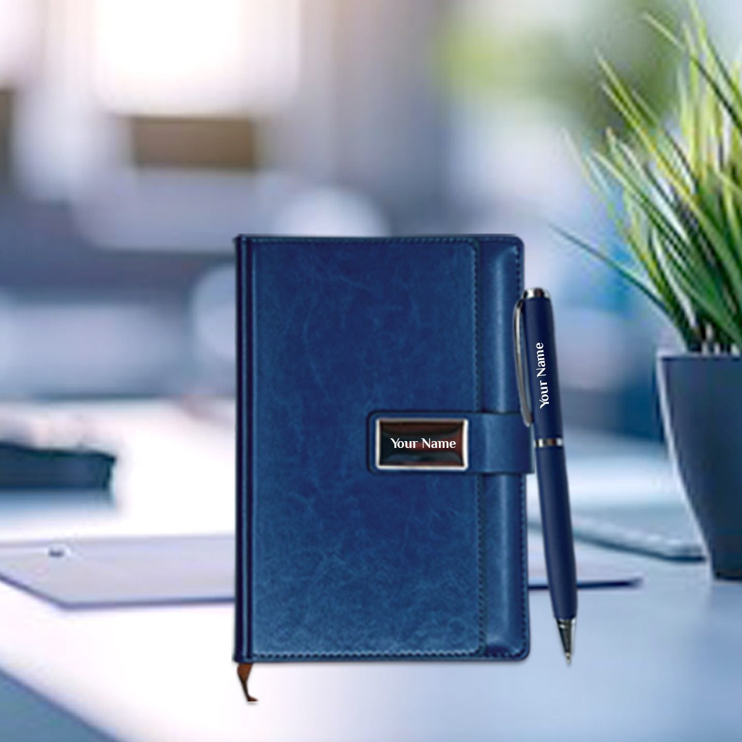 Giftana_Personalized_Leather_Diary_with_Metallic_Pen_and_Magnetic_Lock_-_Blue Giftana Personalized Leather Diary with Metallic Pen and Magnetic Lock Blue