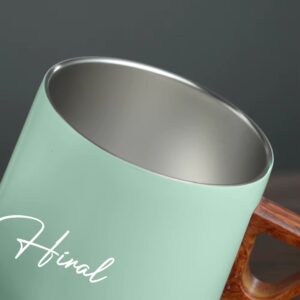 Tea Coffee Mug with Wooden Lid and Saucer Blue4